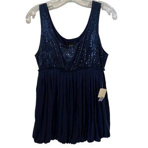 Forever Twenty One Knit Sequin Navy Top Sleeveless Size Large NWT